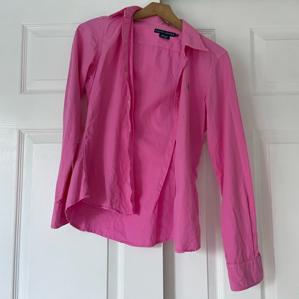 Women’s Ralph Lauren Pink Button Up Polo